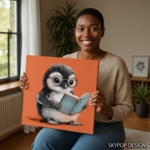 Penguin Reading Book Art