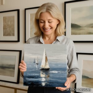 Sailboats at Sea Art