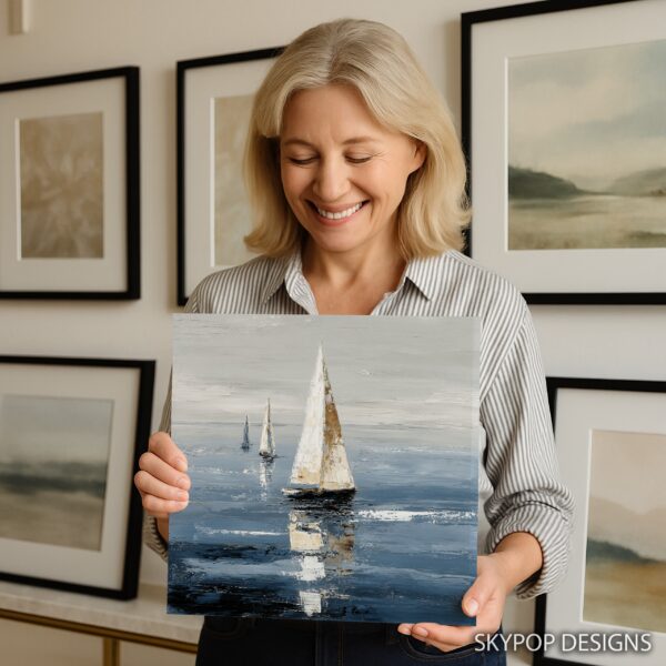 Sailboats at Sea Art