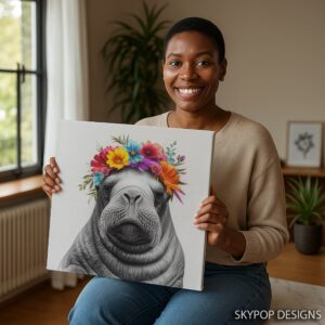Walrus Floral Crown Art