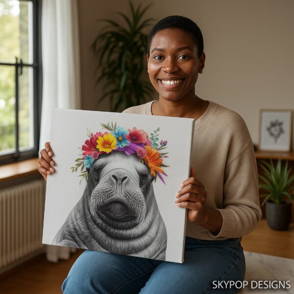 Walrus Floral Crown Art