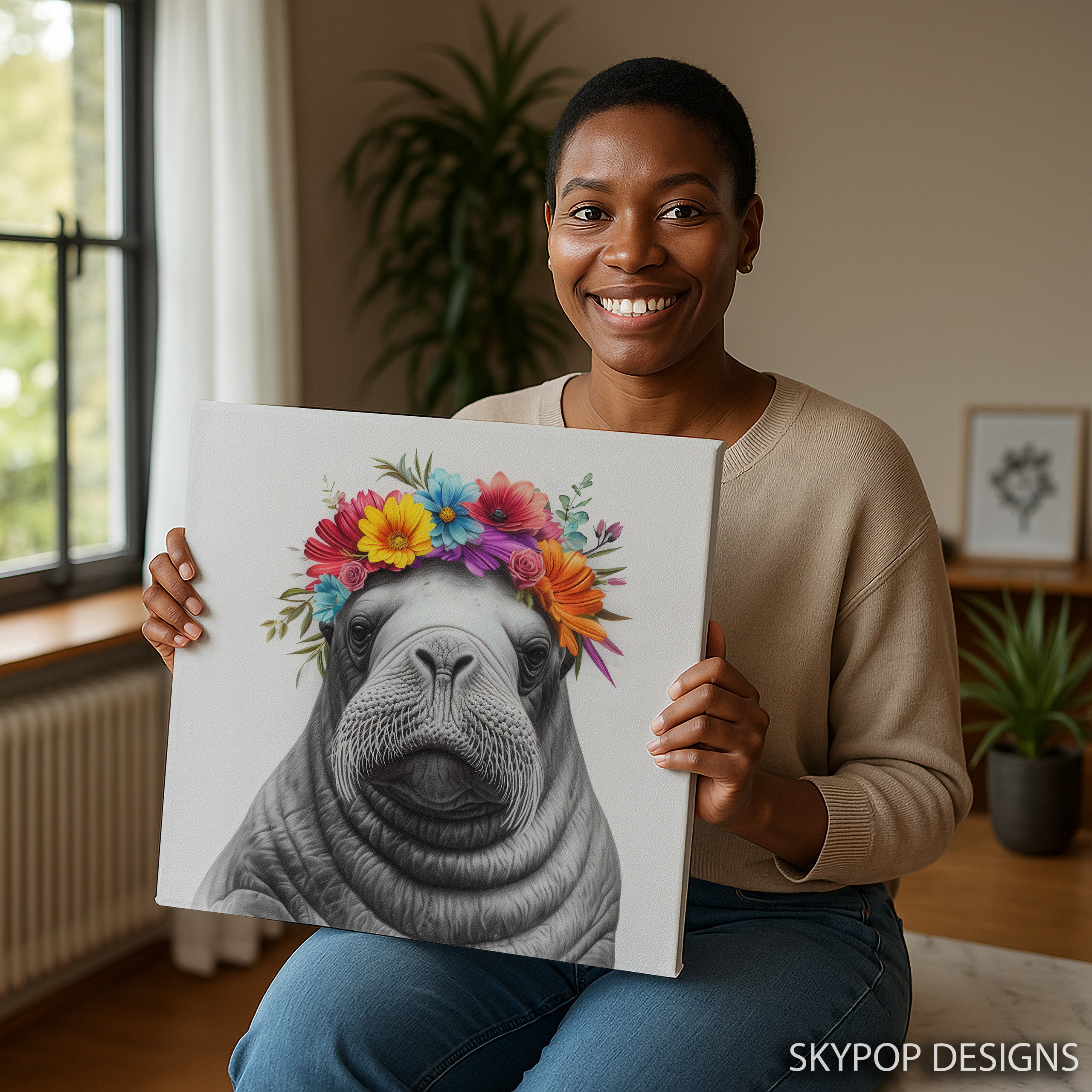 9.jpg Walrus Floral Crown Art