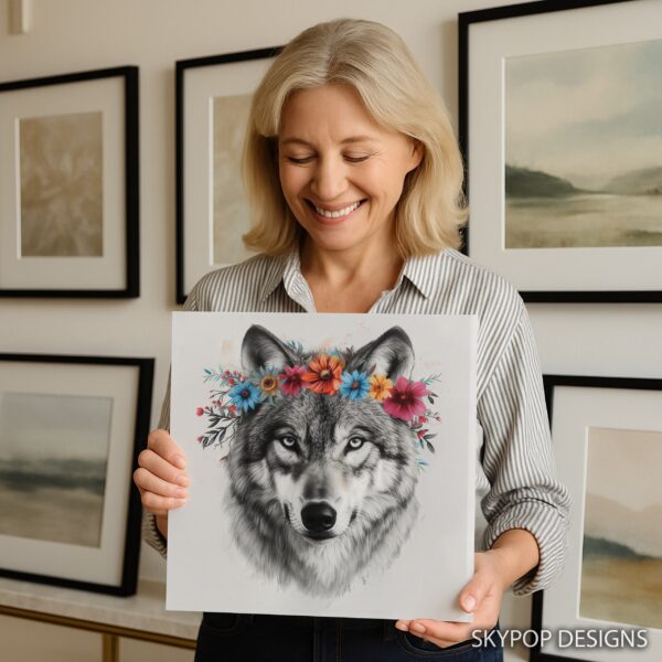 Wolf Floral Crown Art