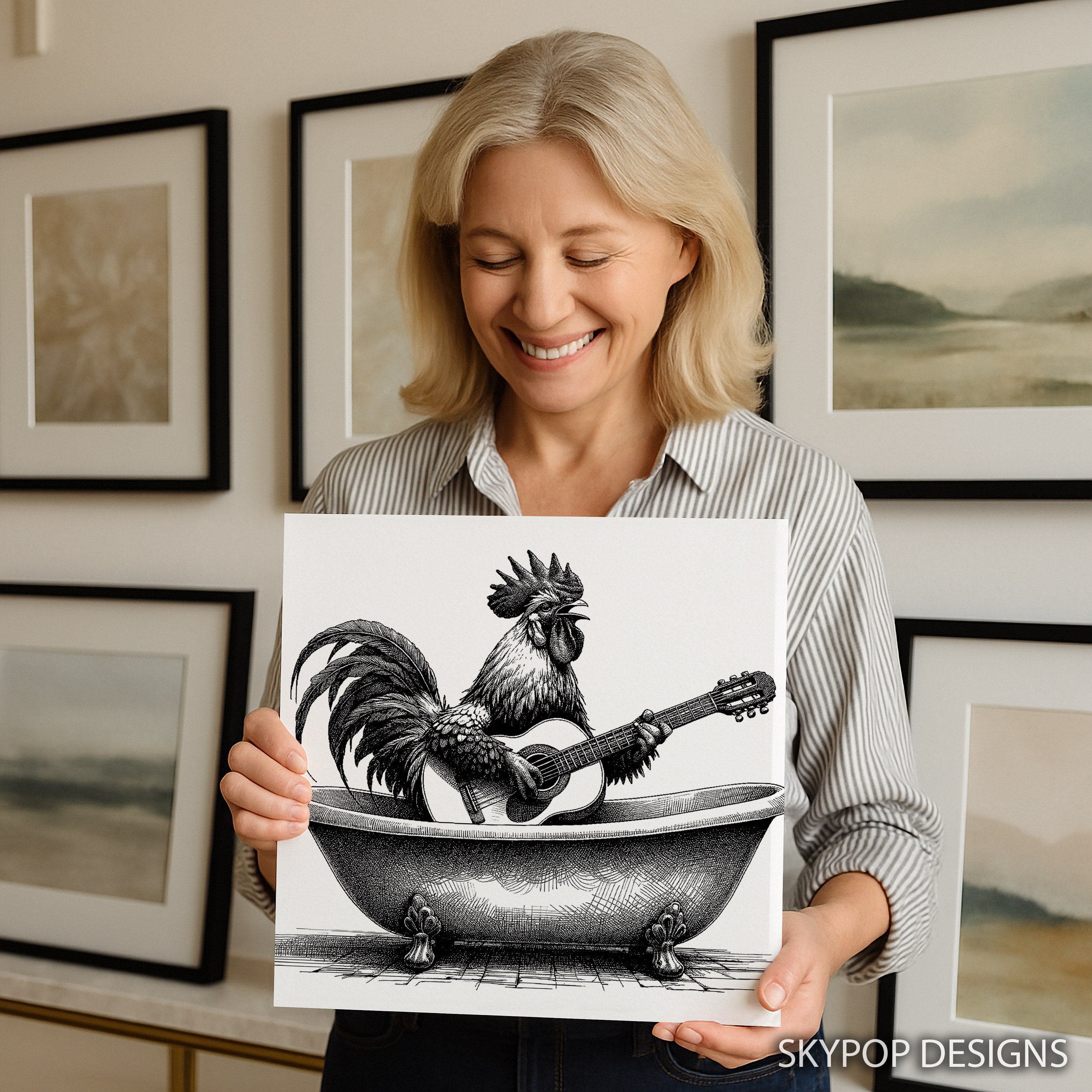 9.jpg Rooster Guitar Art