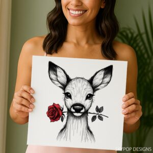 Deer Rose Art