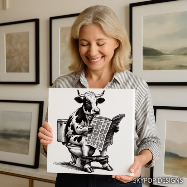 Cow Reading Newspaper Art