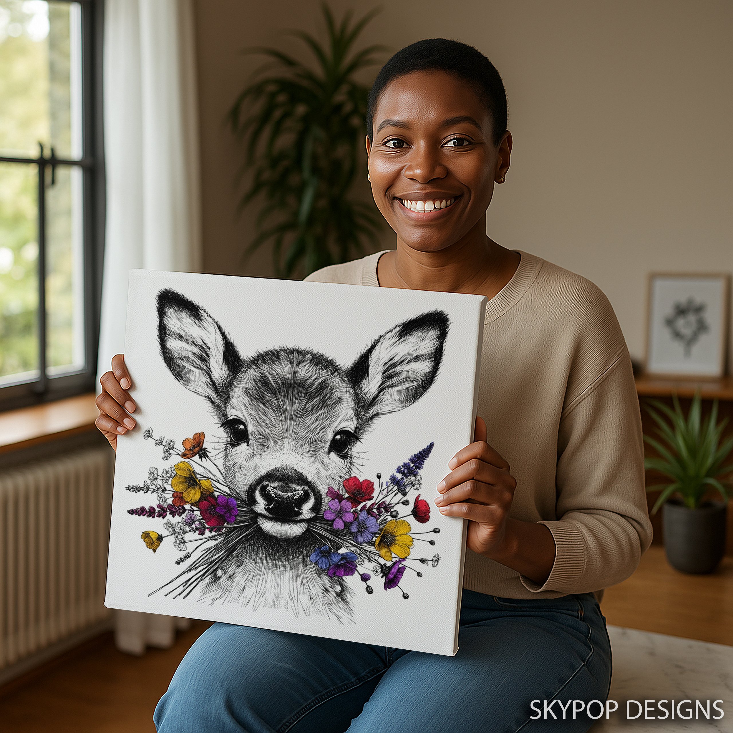 9.jpg Deer Flower Art