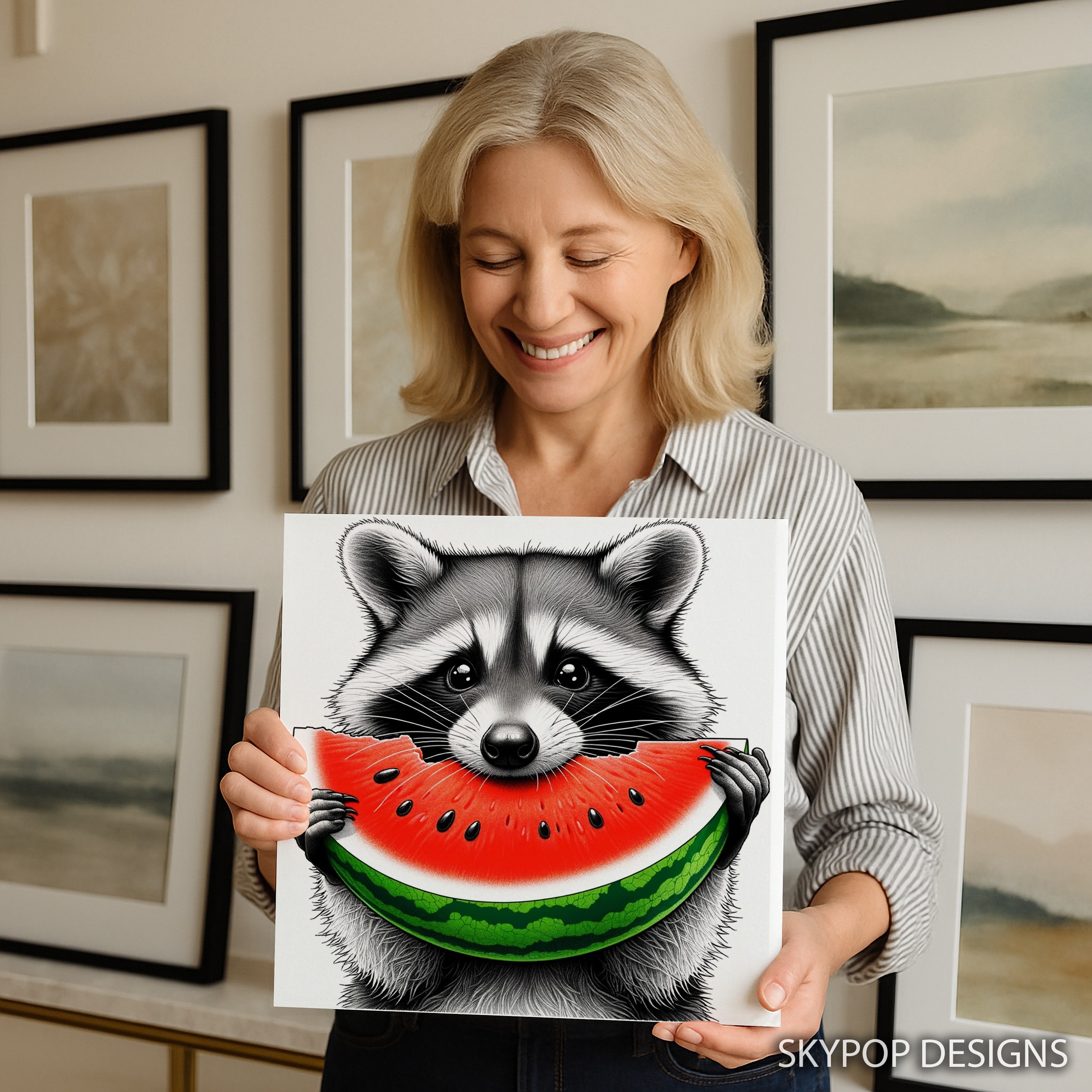 9.jpg Raccoon Watermelon Art