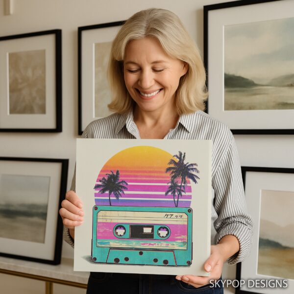 Retro Sunset Cassette Art