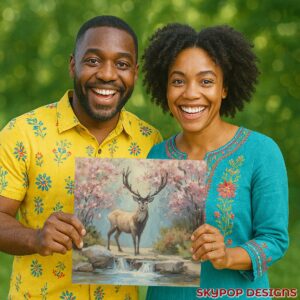 Deer Cherry Blossom Art