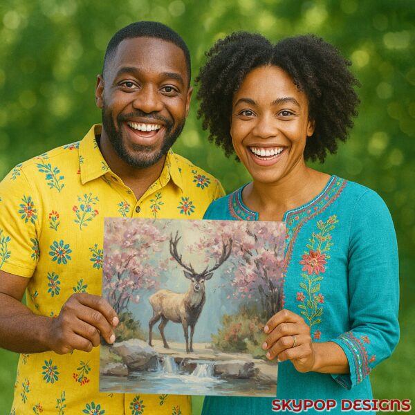 Deer Cherry Blossom Art