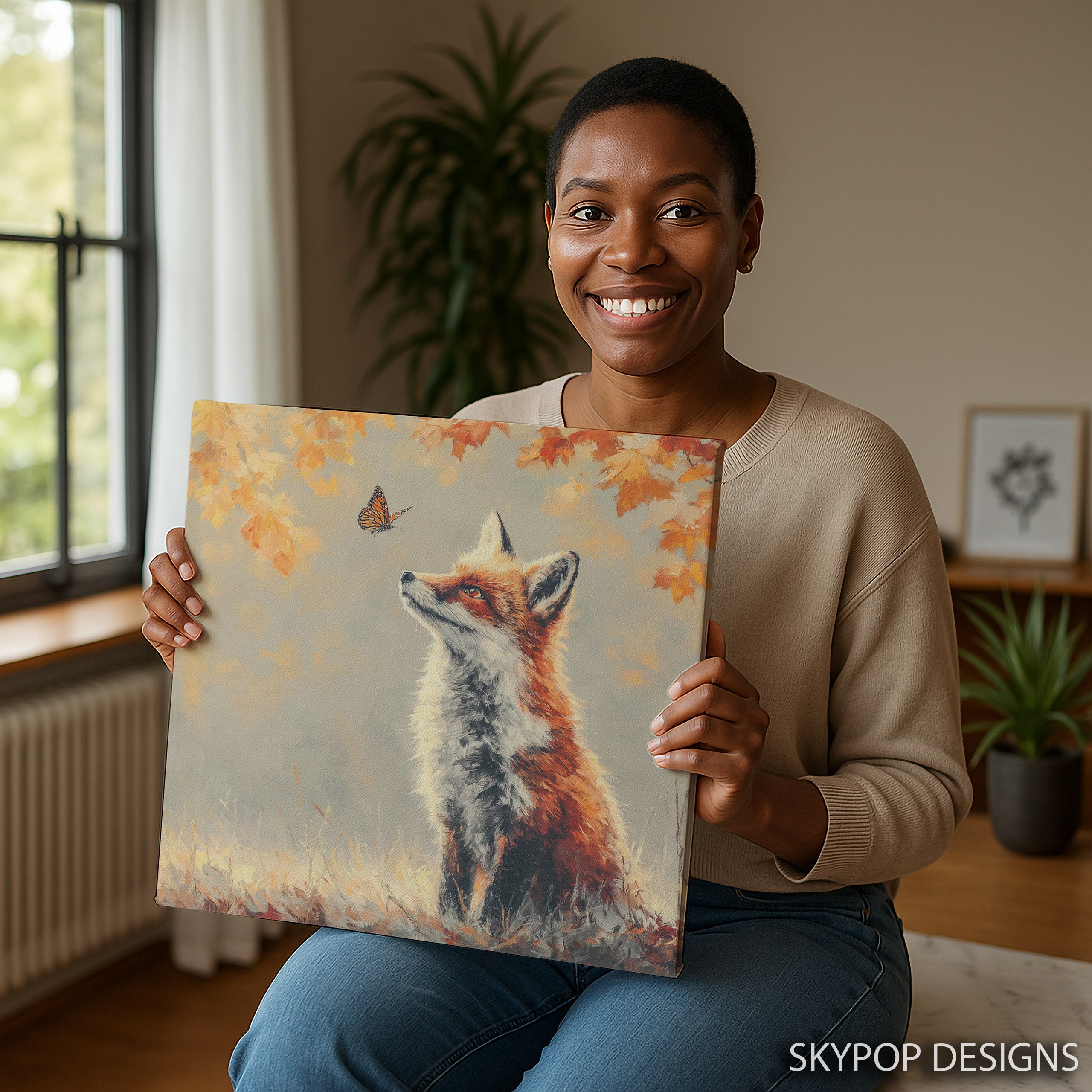 9.jpg Fox and Butterfly Art