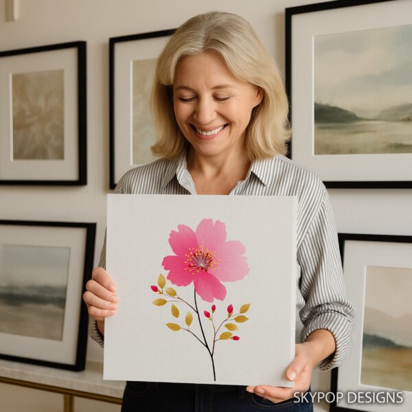 Pink Cosmos Flower Art
