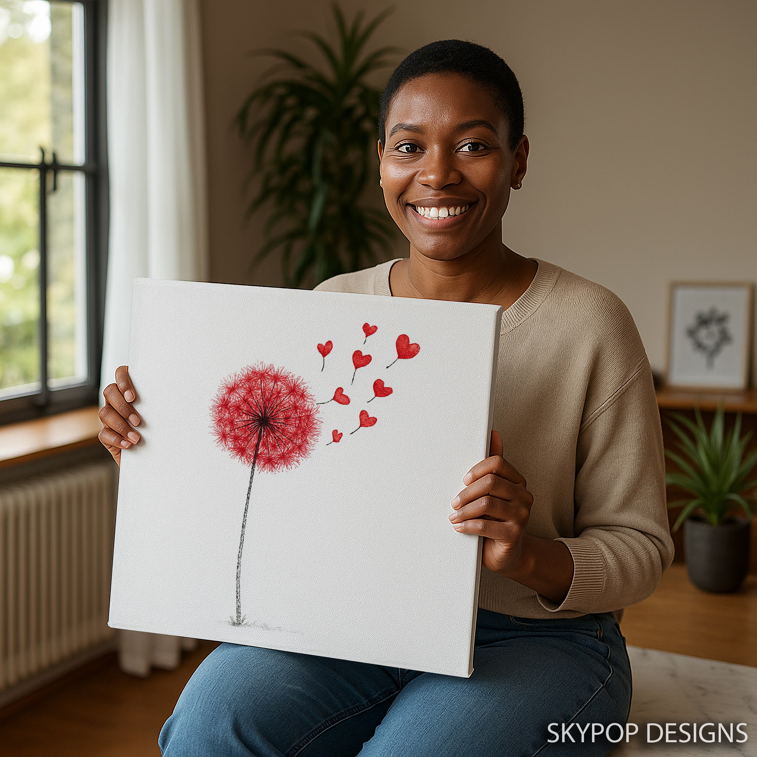9.jpg Red Dandelion Heart Art