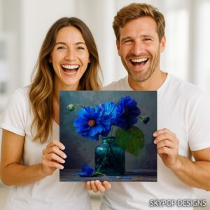 Deep Blue Floral Art