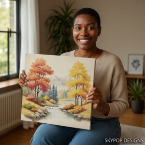 Autumn Stream Landscape Art