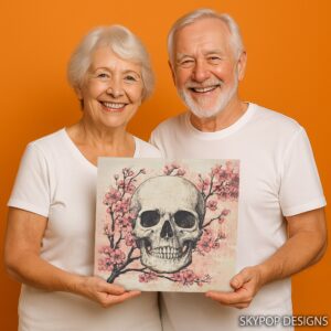 Cherry Blossom Skull Art