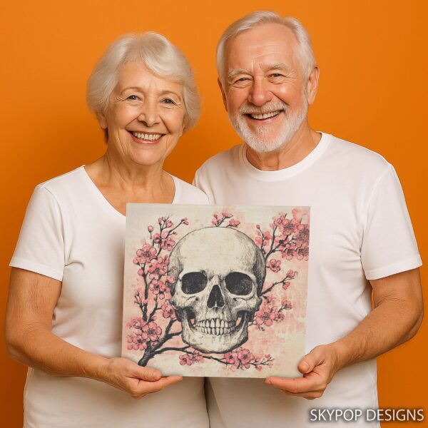 Cherry Blossom Skull Art