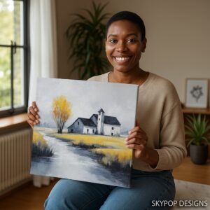 Autumn Farmhouse Stream Art