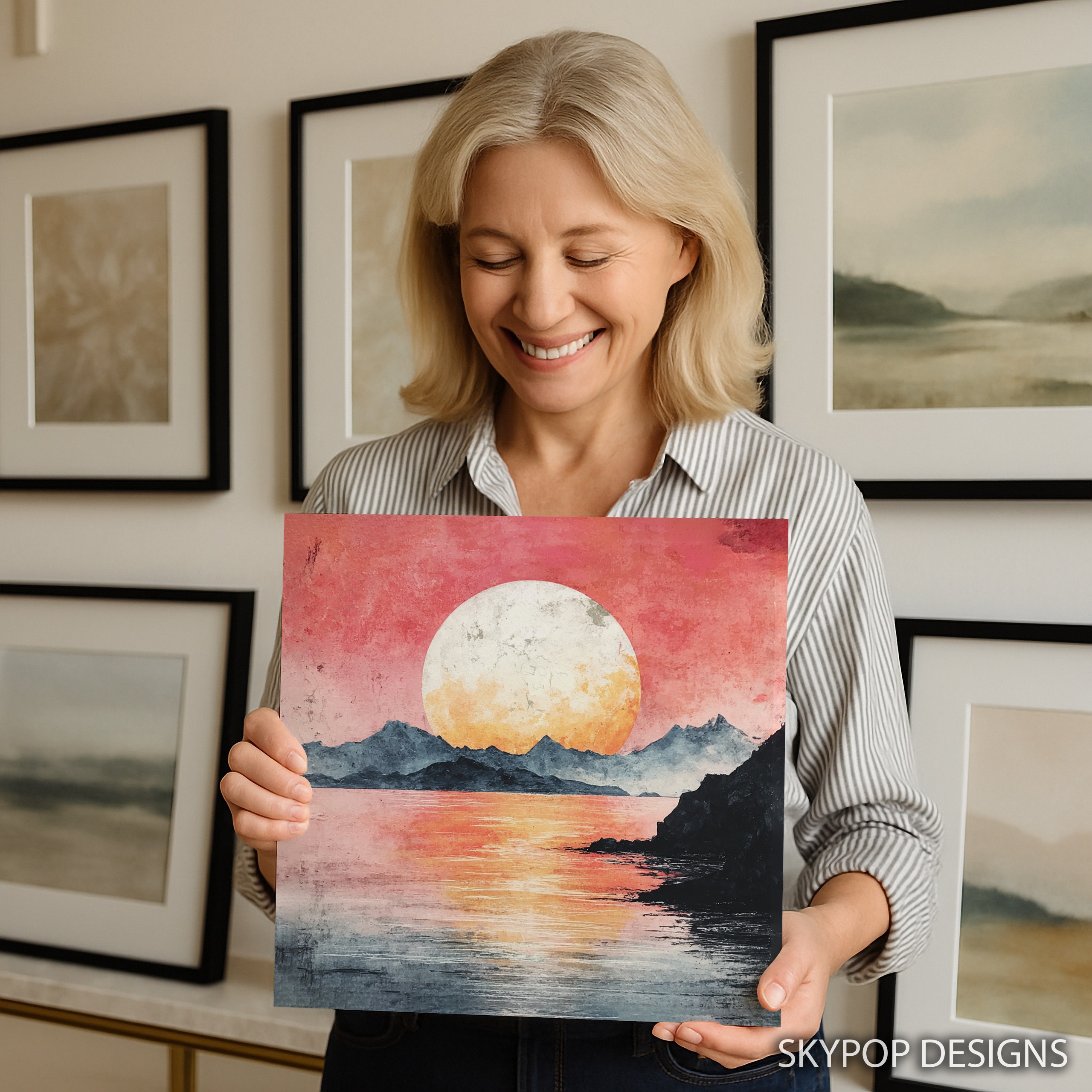 9.jpg Serene Sunset Mountain Lake Art