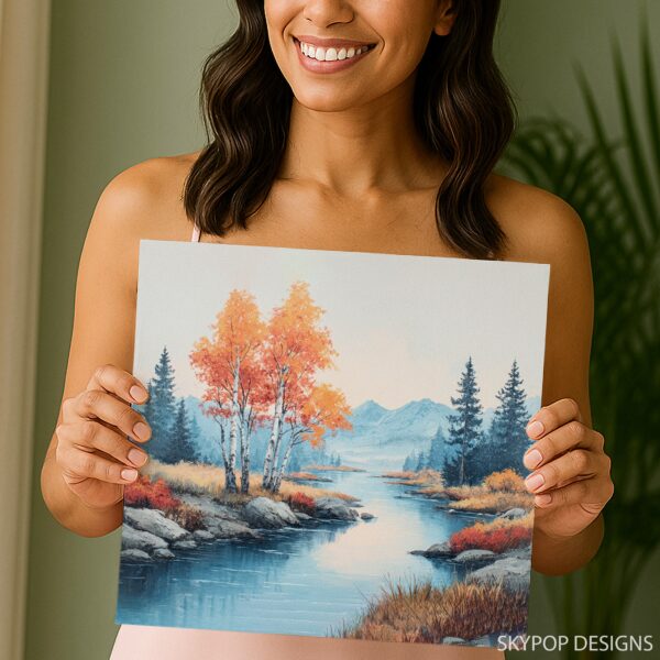 Autumn River Landscape Art
