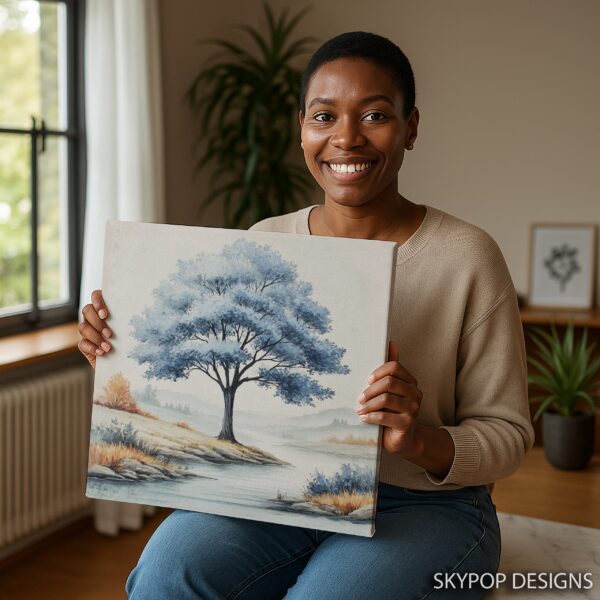 Blue Tree Landscape Art