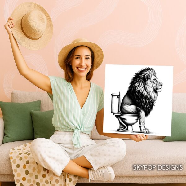 Lion on Toilet Art
