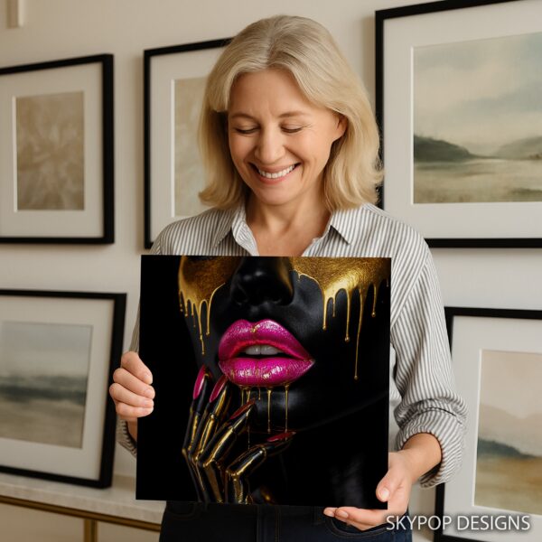 Golden Drip Lips Art