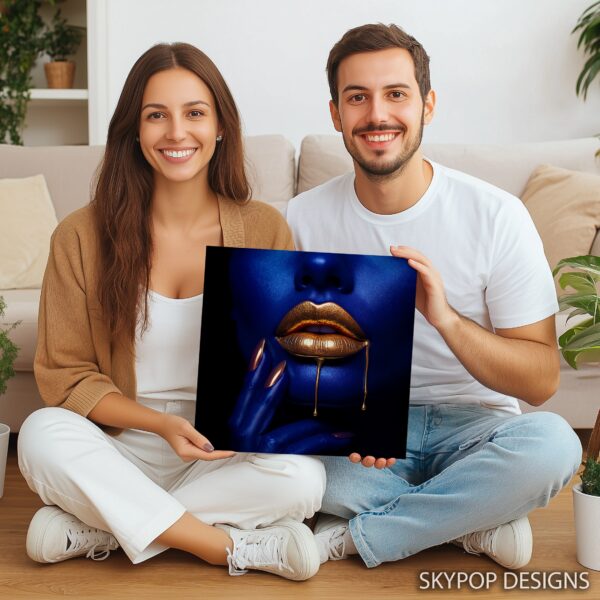 Golden Lips Blue Face Art