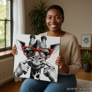 Giraffe with Red Glasses Art