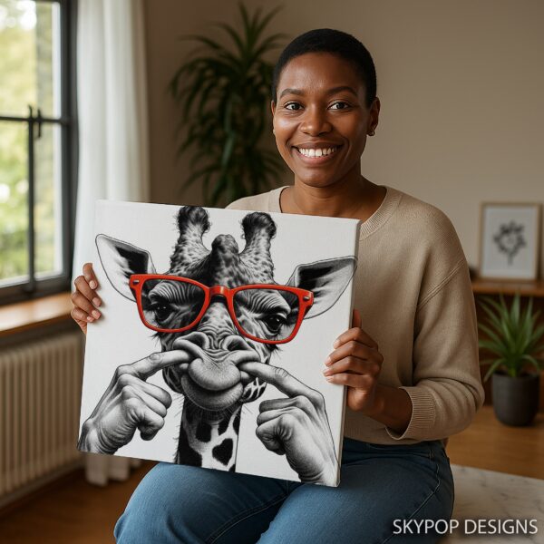 Giraffe with Red Glasses Art
