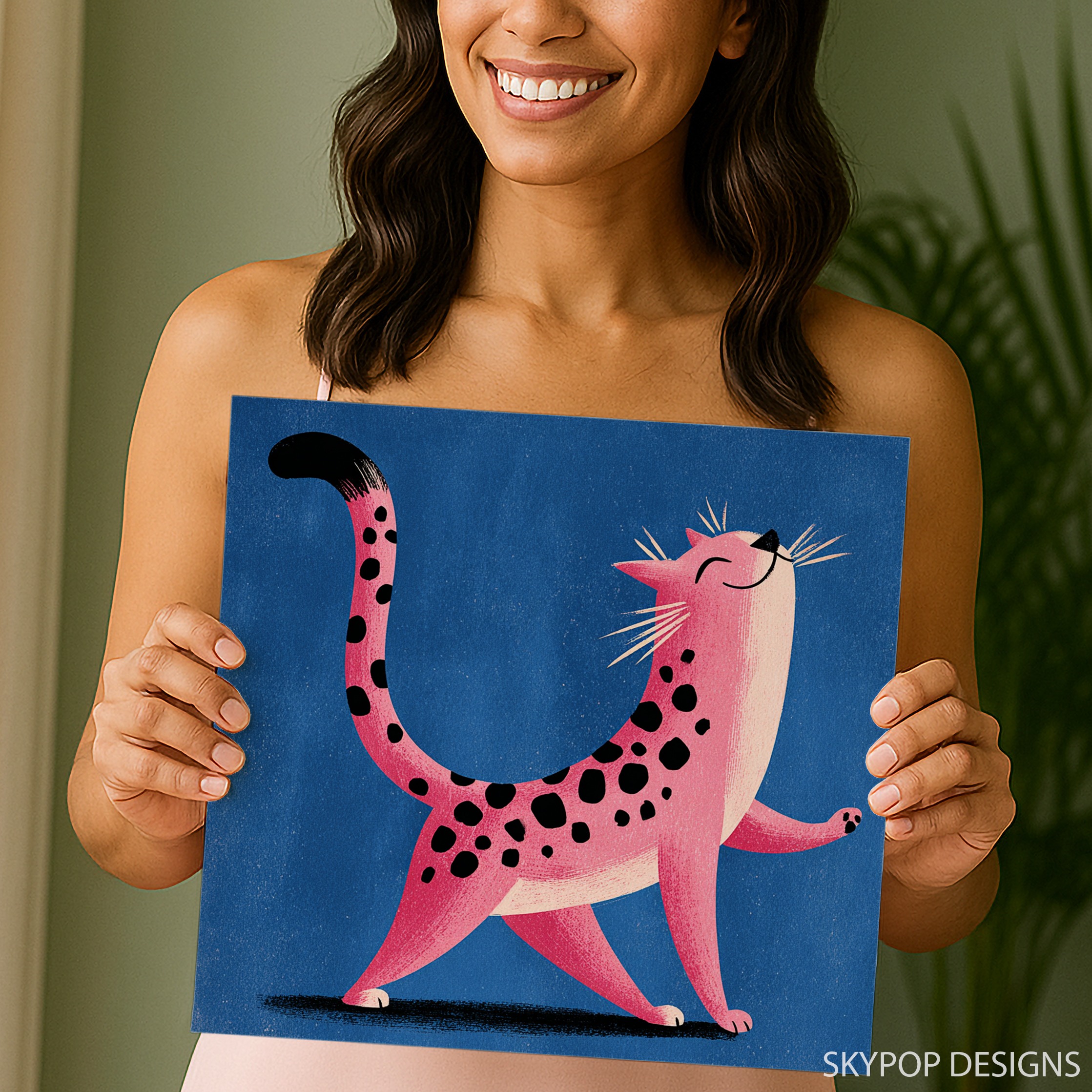 9.jpg Pink Spotted Cat Art