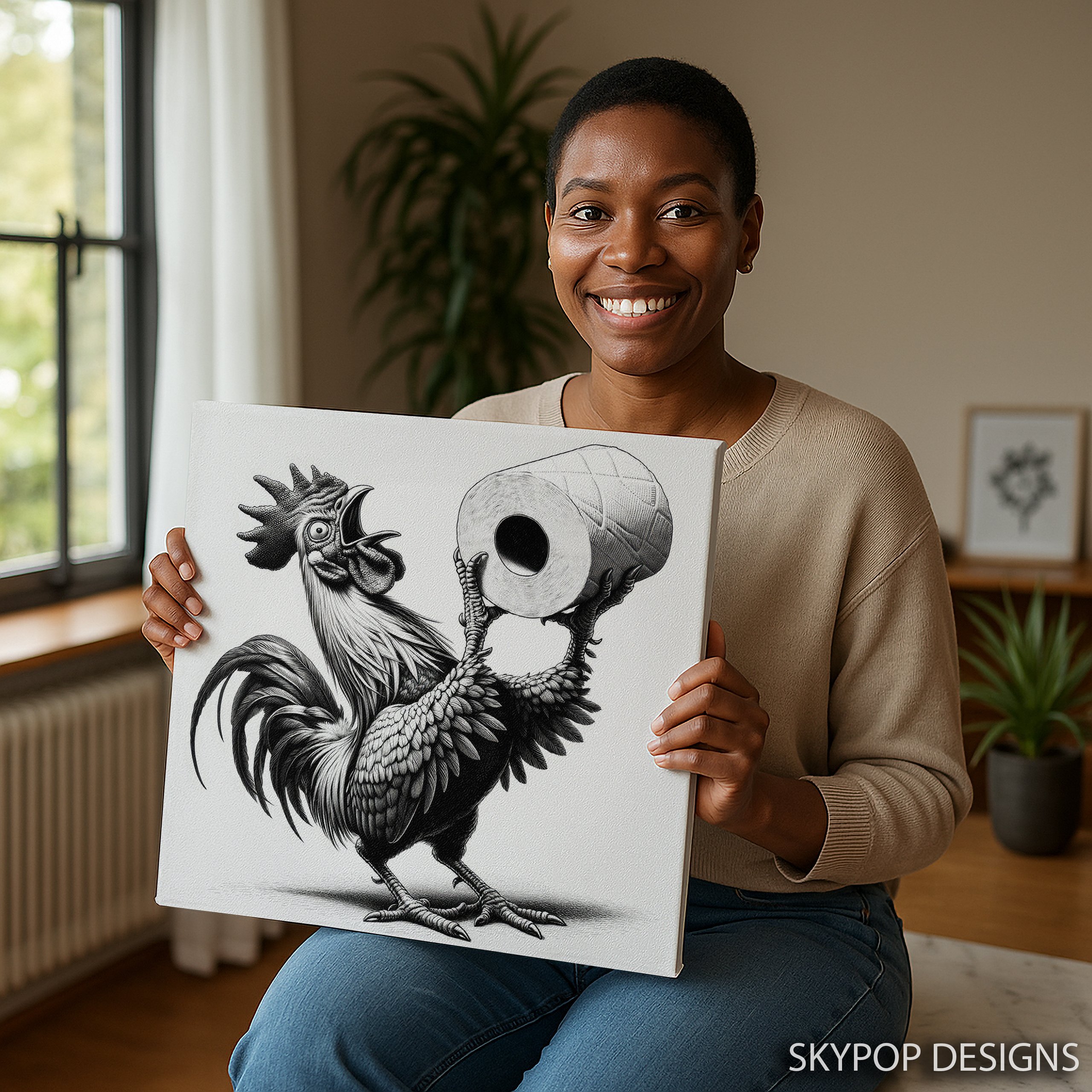 9.jpg Rooster Toilet Paper Art