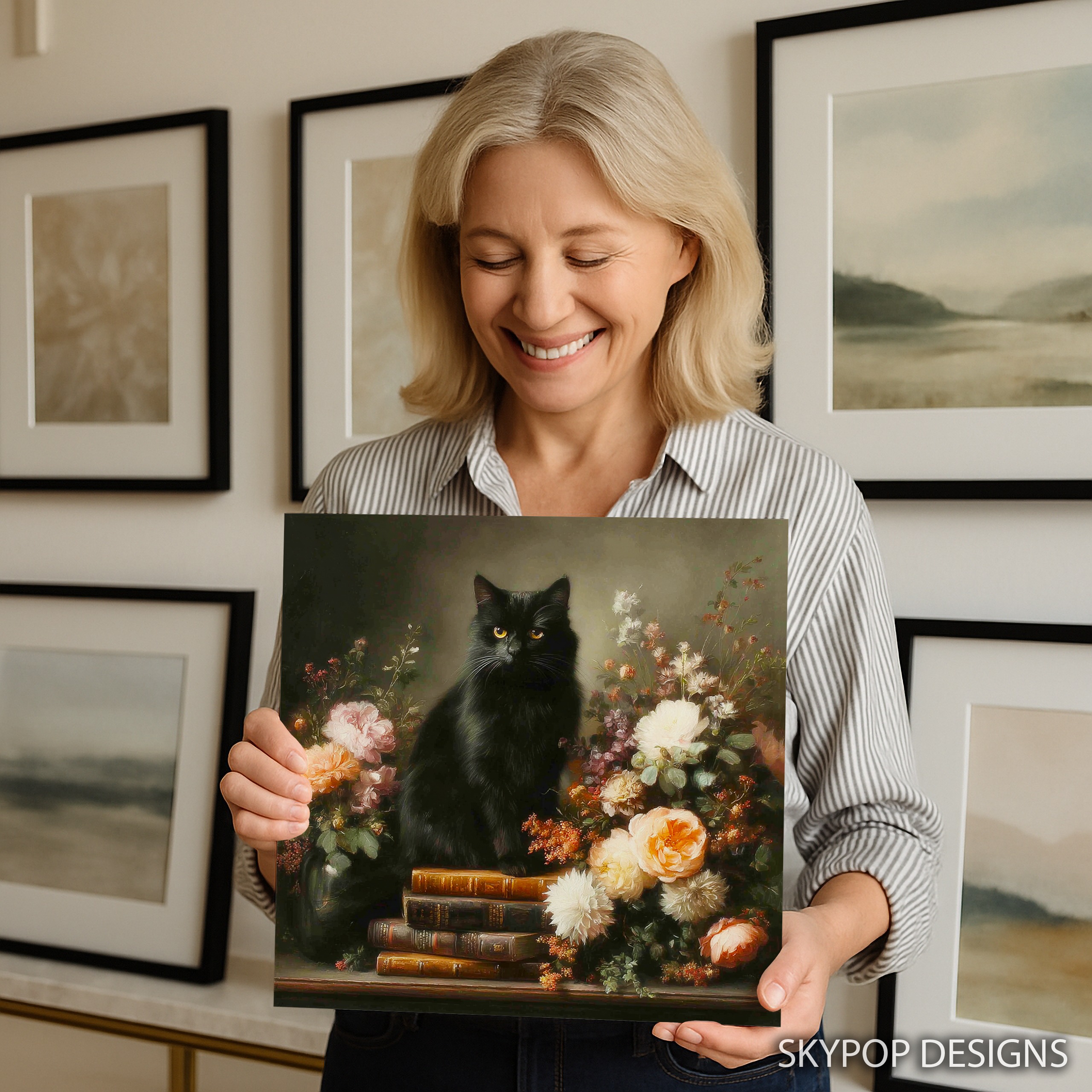 9.jpg Black Cat Floral Books Art