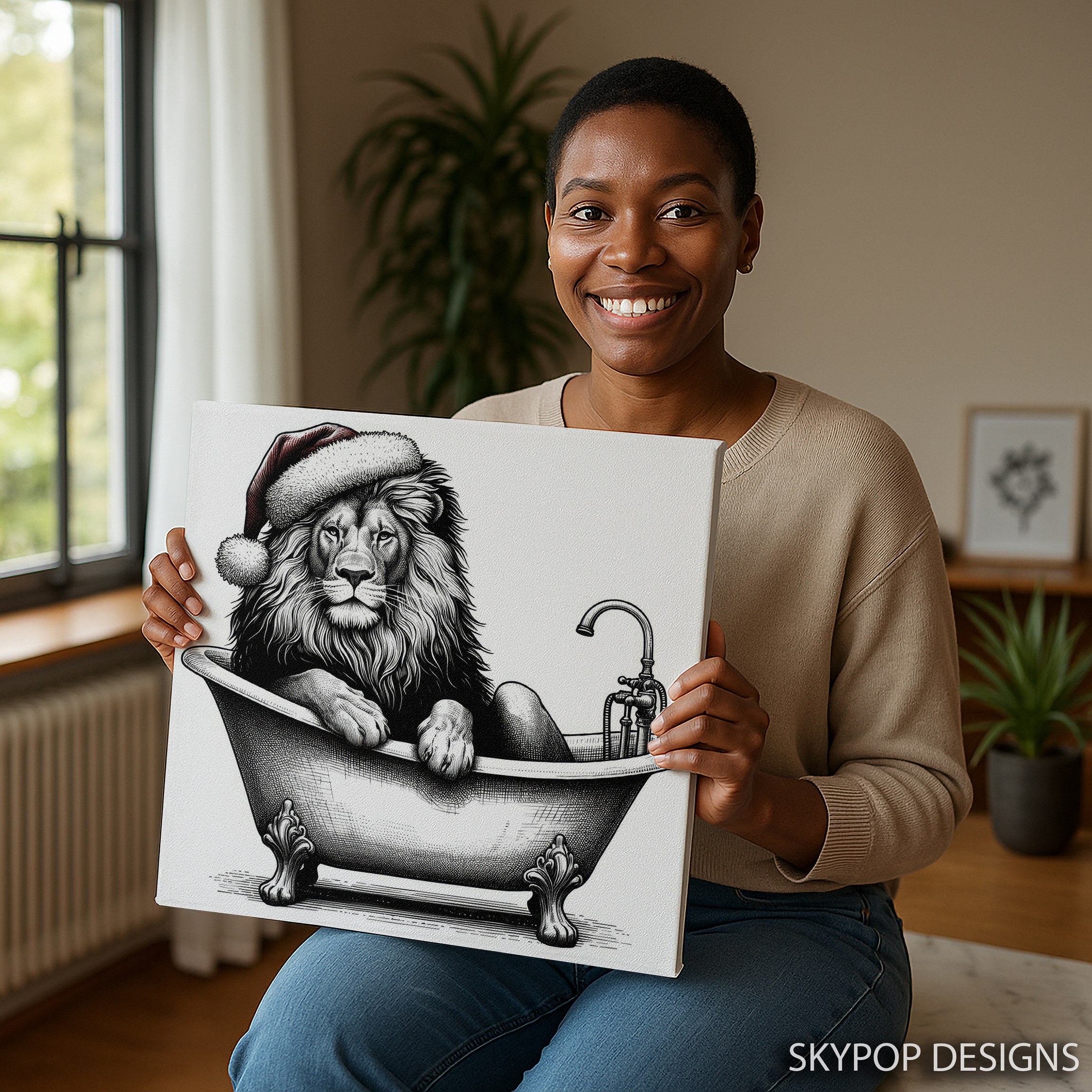 9.jpg Lion Christmas Bath Art