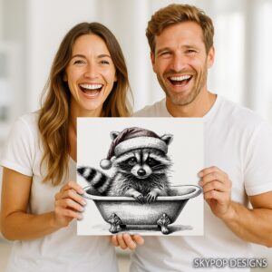 Raccoon Christmas Bath Art