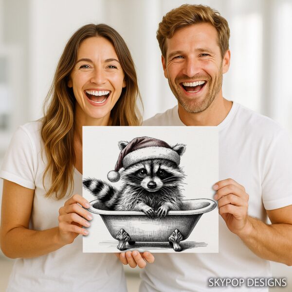 Raccoon Christmas Bath Art