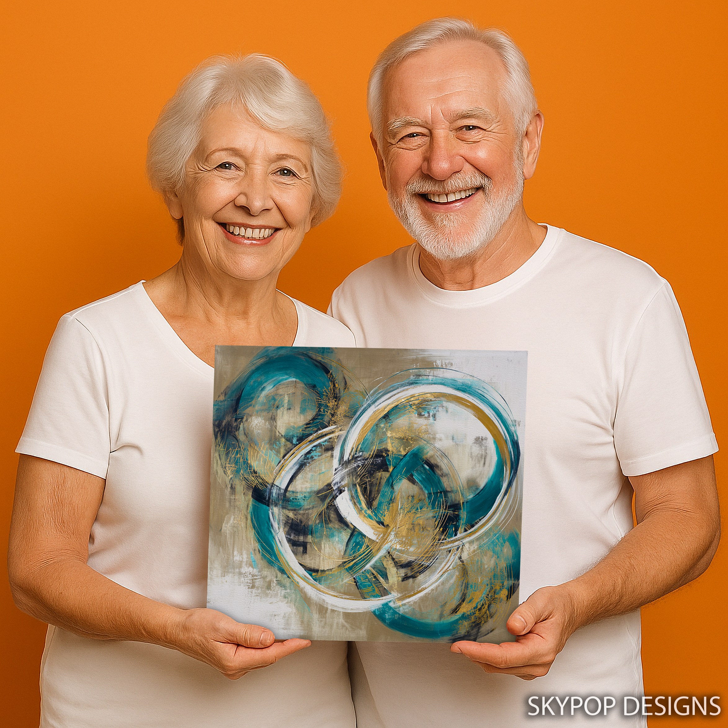 9.jpg Teal Circles Abstract Art