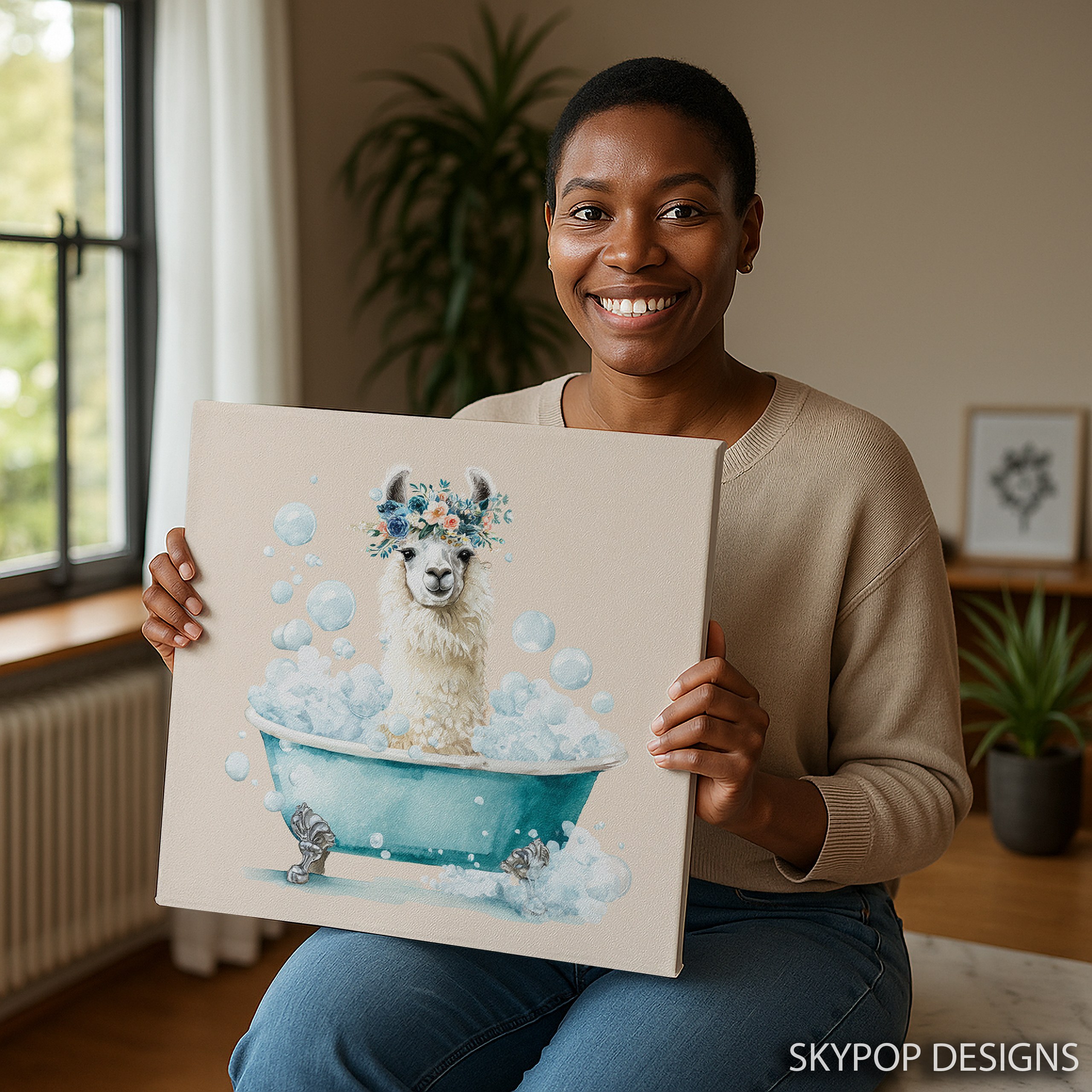 9.jpg Llama Bath Time Art