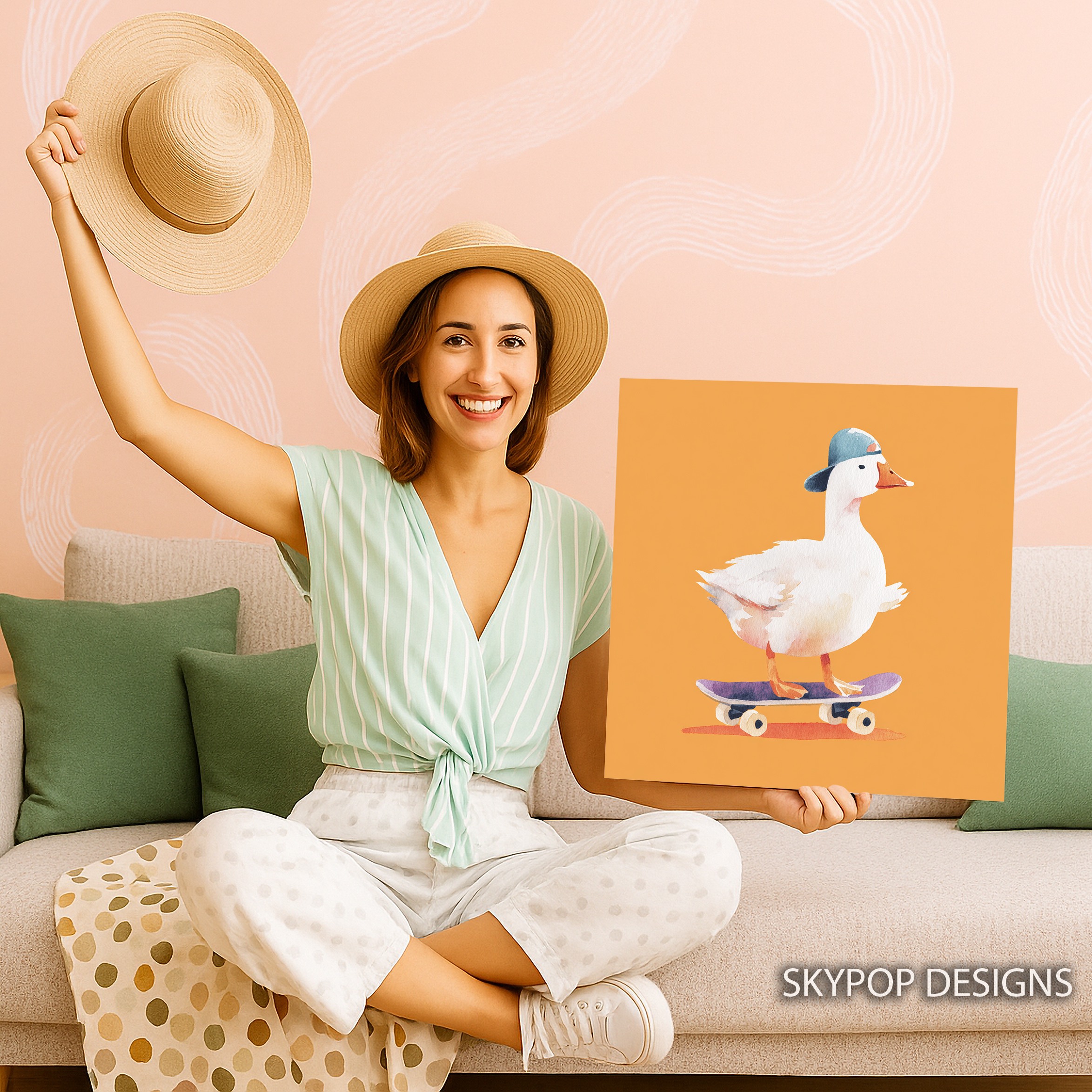 9.jpg Skateboarding Duck Art