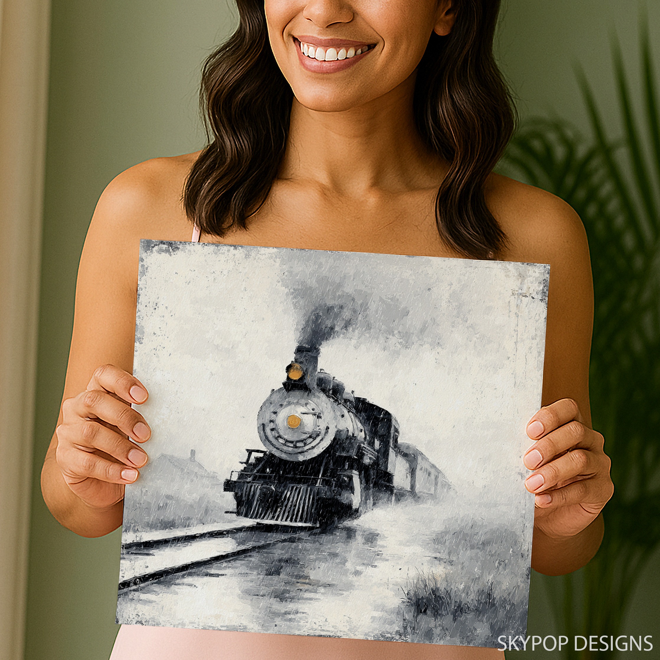 9.jpg Vintage Steam Train Art