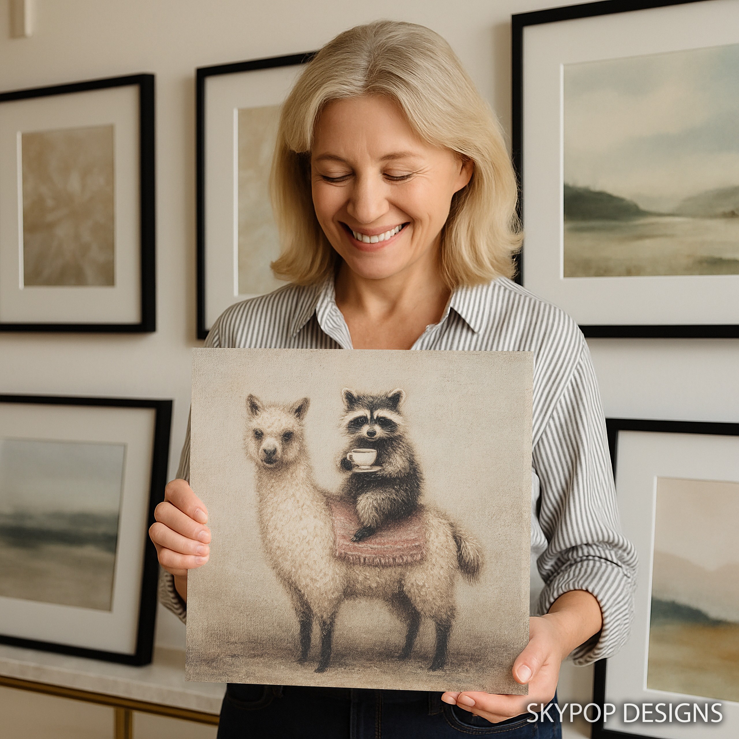 9.jpg Llama and Raccoon Art