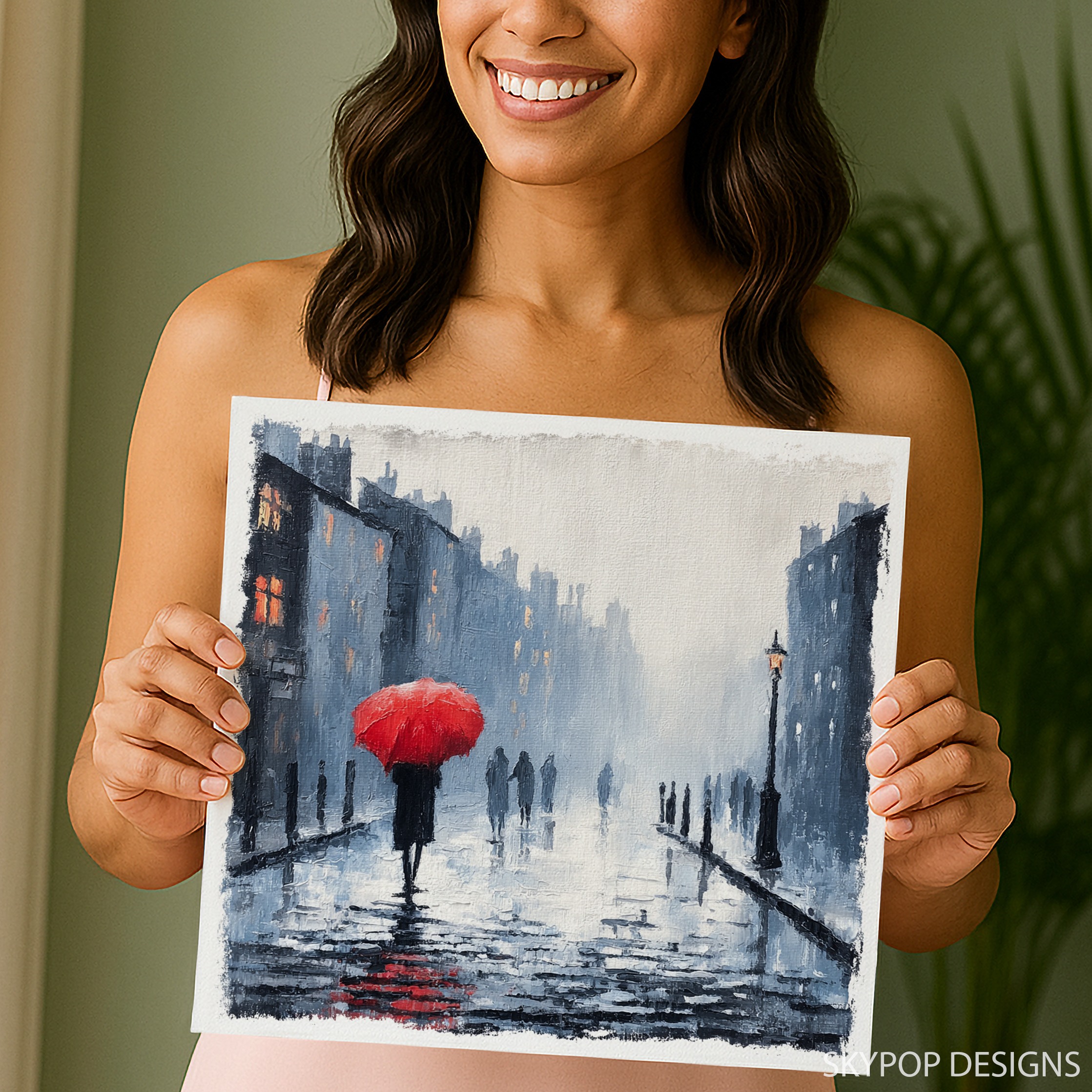 9.jpg Red Umbrella City Rain Art