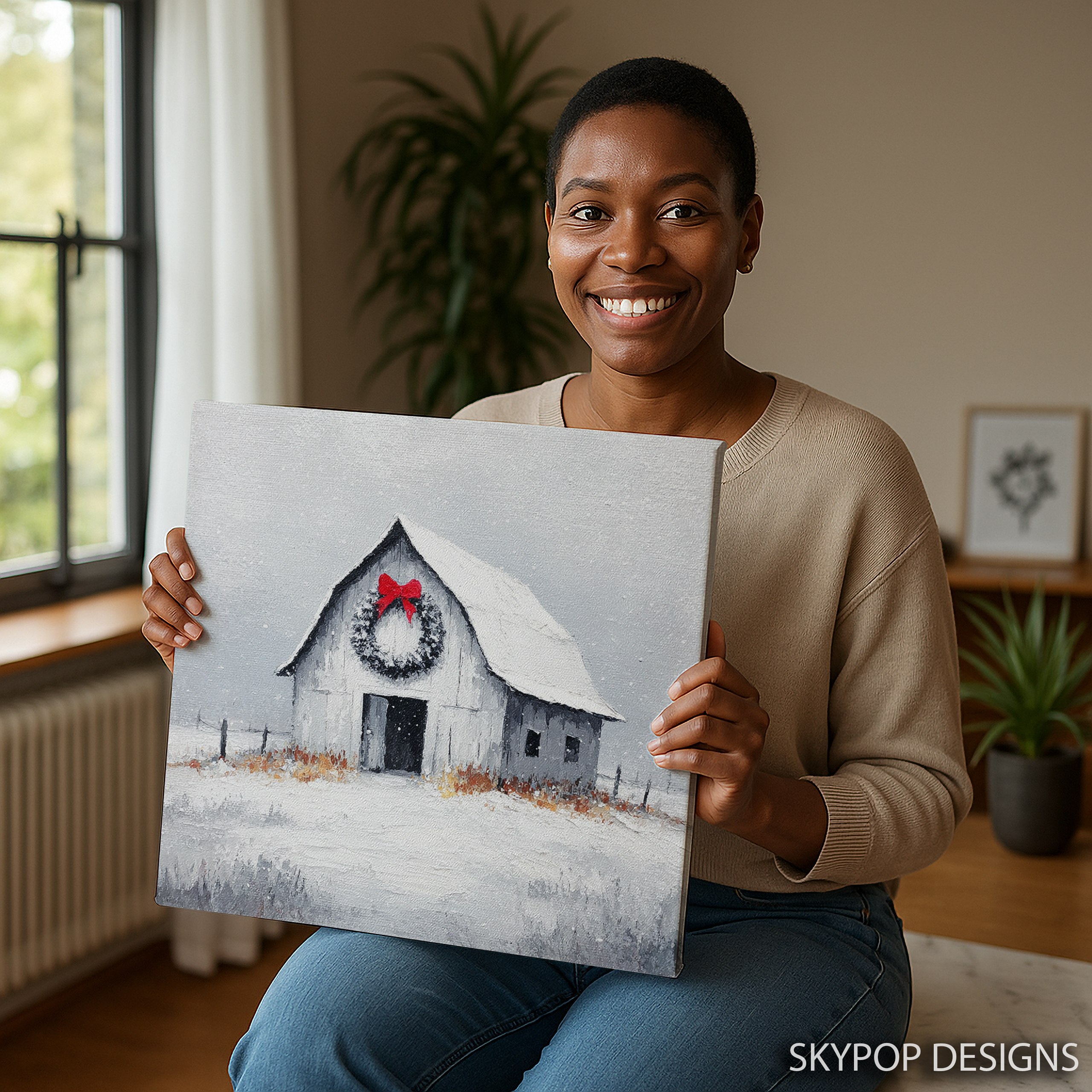 9.jpg Snowy Barn Christmas Art