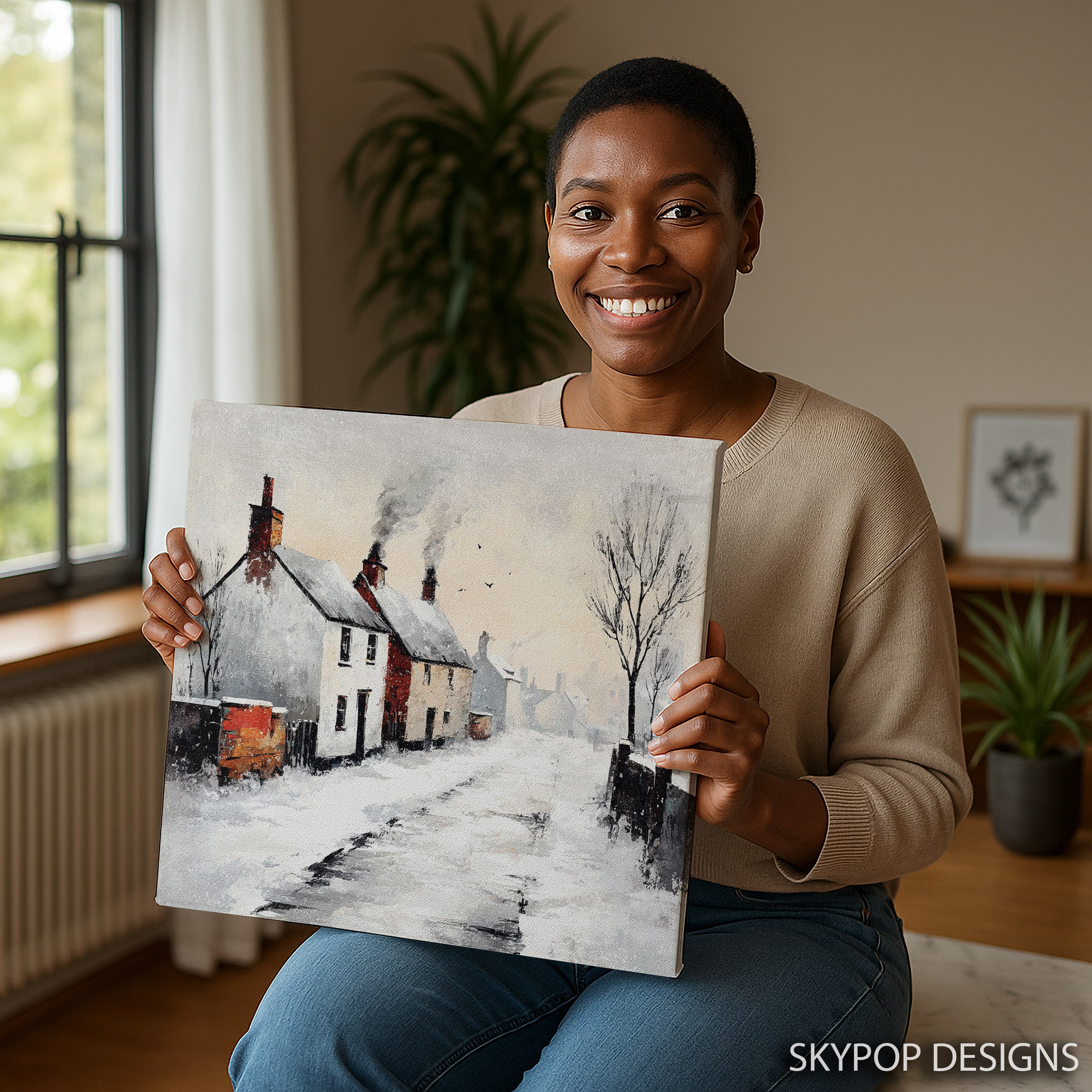 9.jpg Snowy Village Art