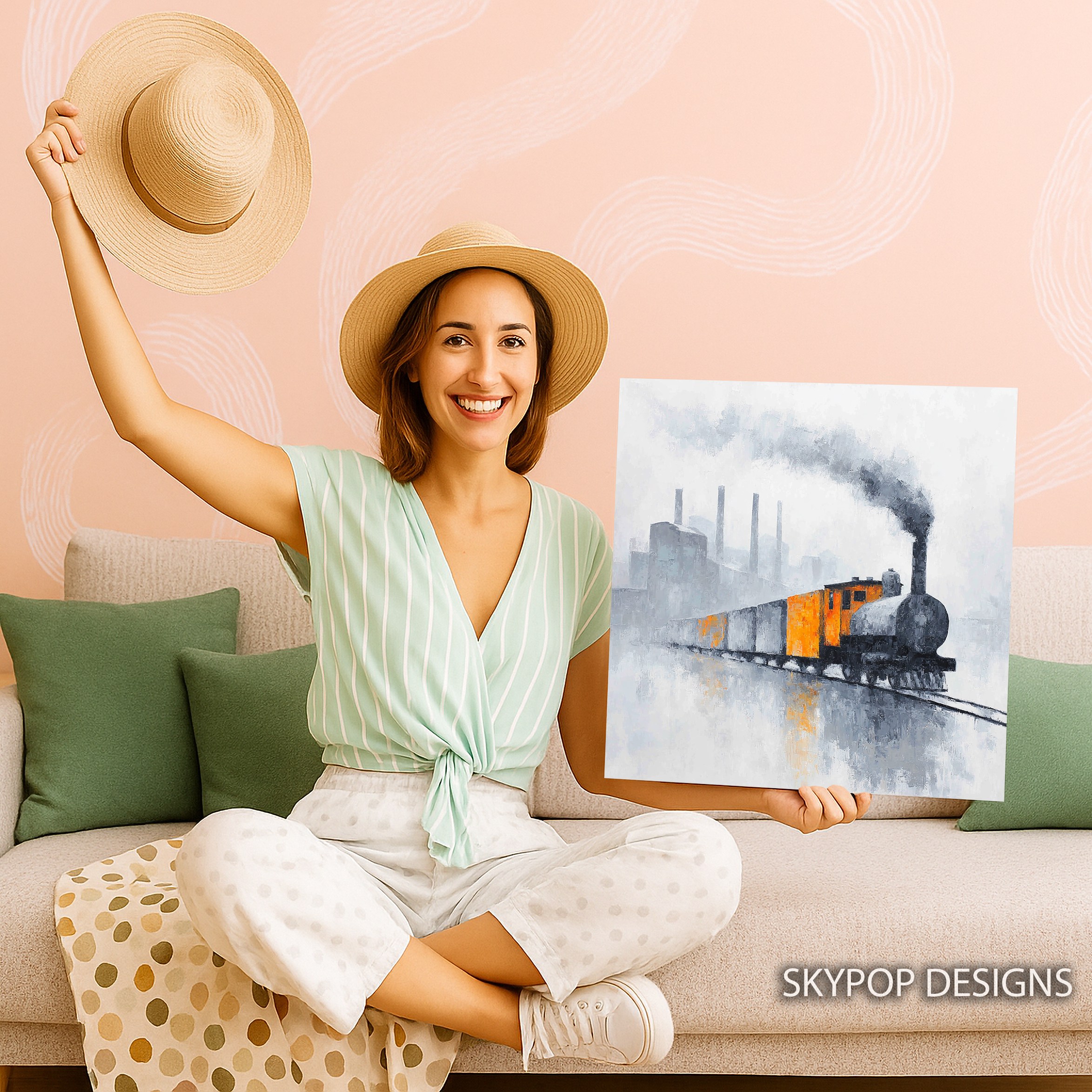 9.jpg Vintage Steam Train Art