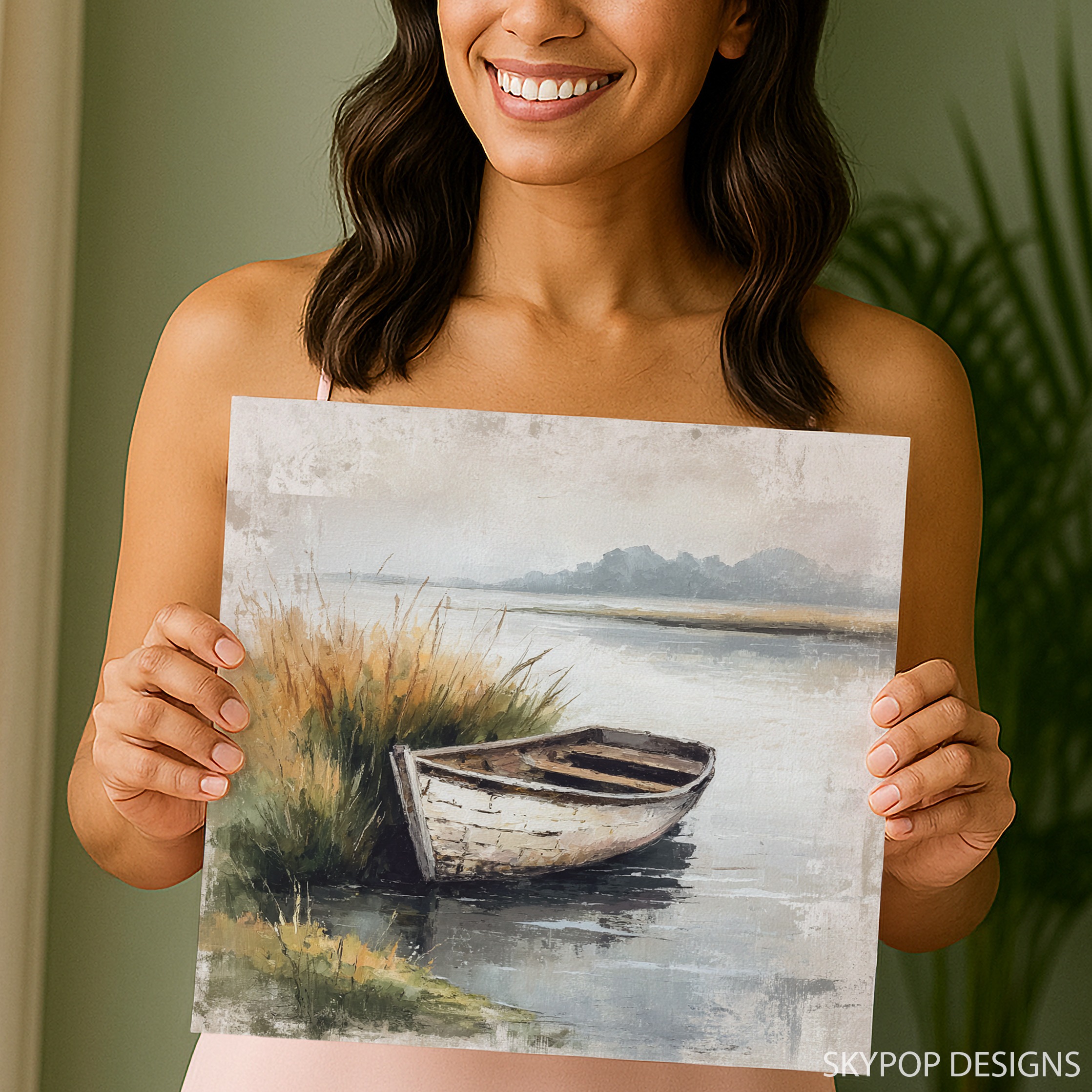 9.jpg Tranquil Lakeside Boat Art