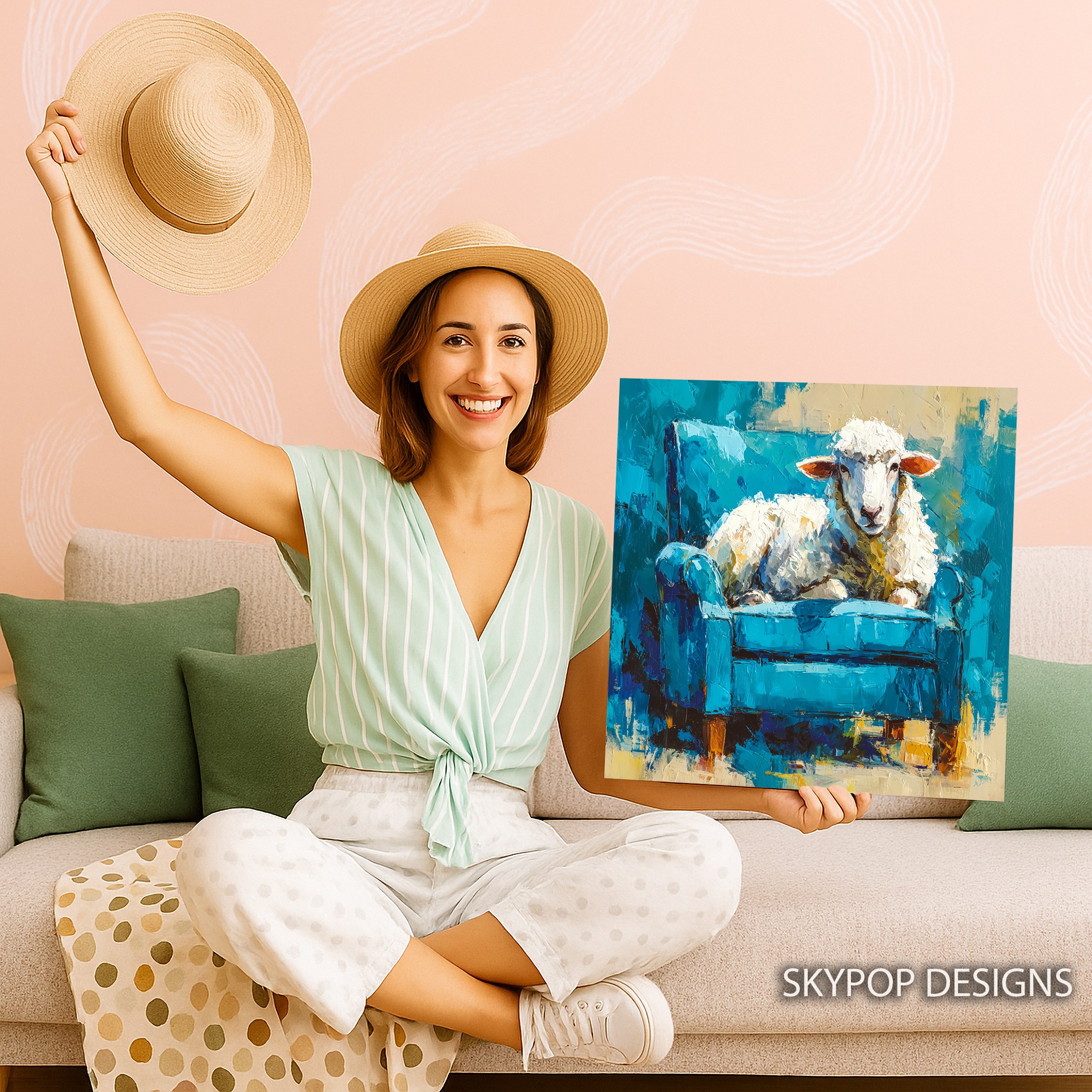 9.jpg Sheep on Sofa Art