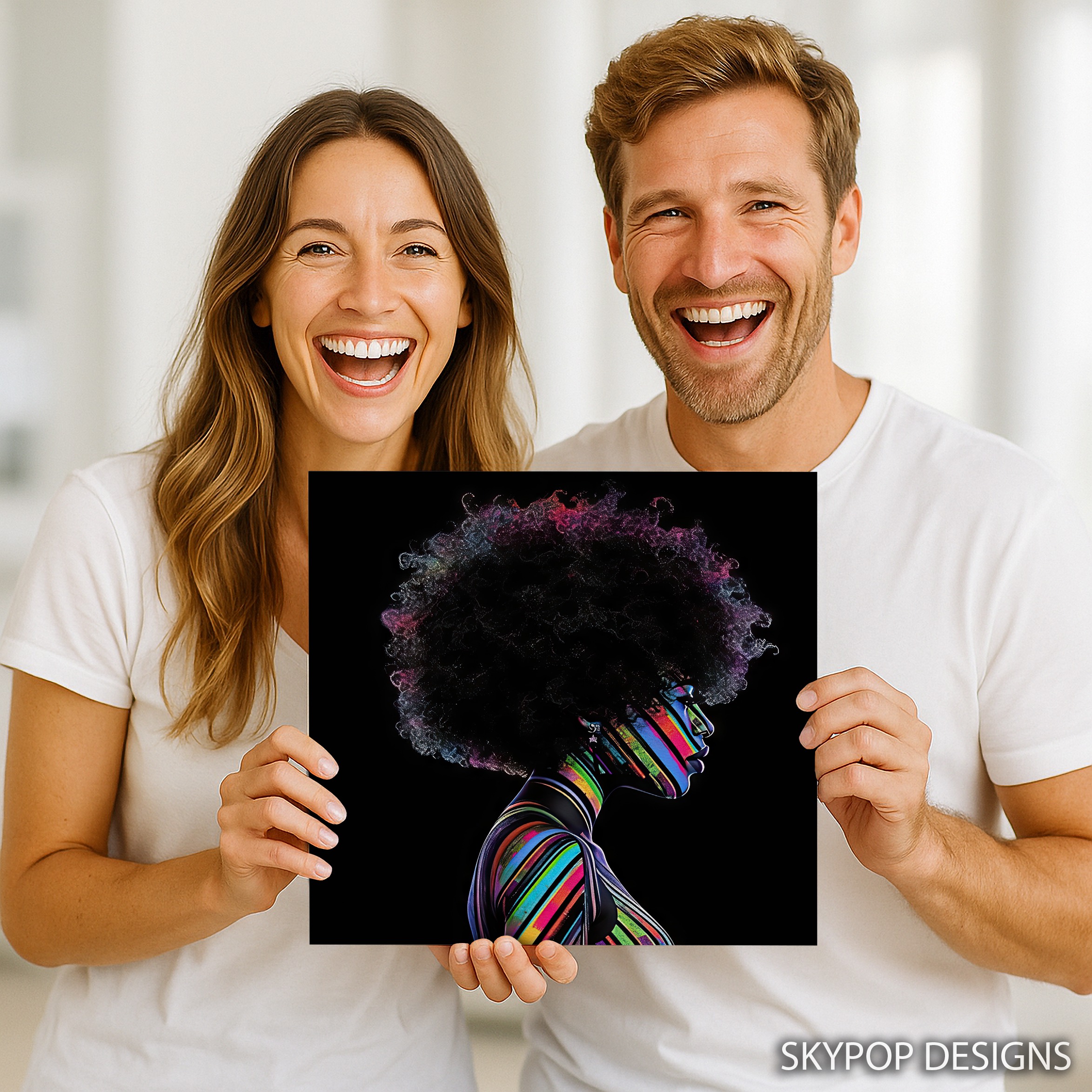 9.jpg Rainbow Streaks Afro Woman Art