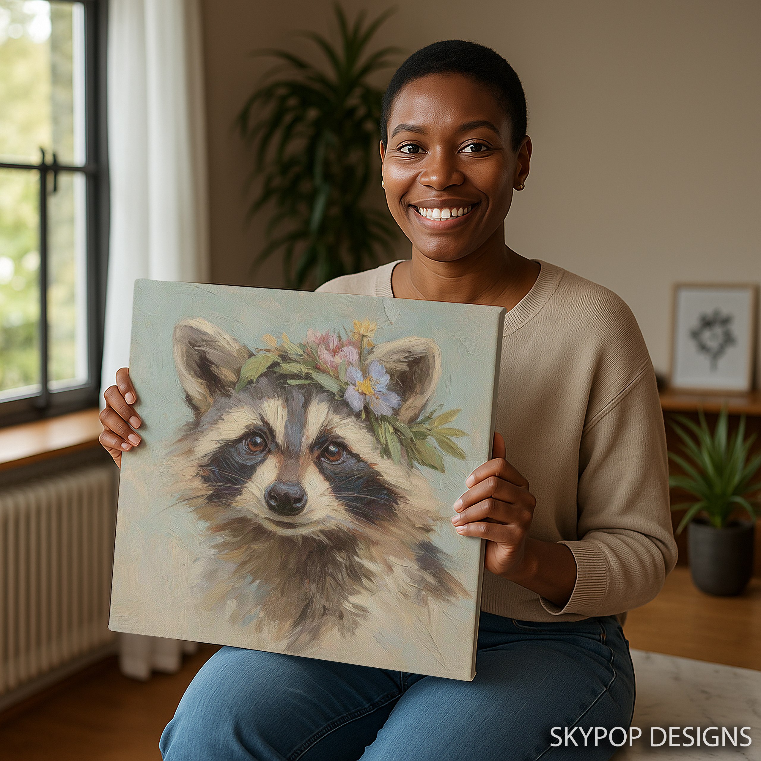 9.jpg Raccoon Flower Crown Art